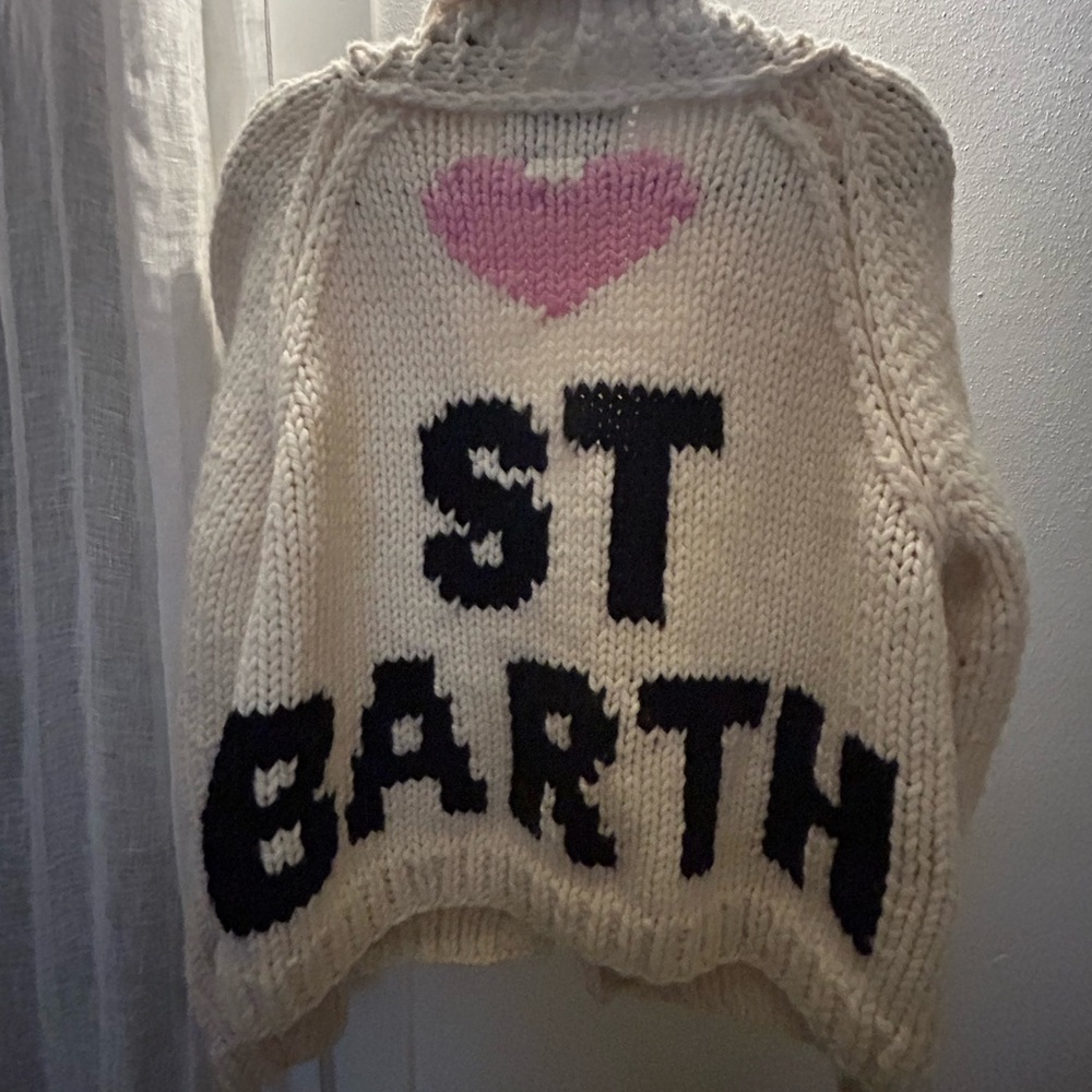 Women's GOGO St Barth Heart Sweater - Cream and Pink